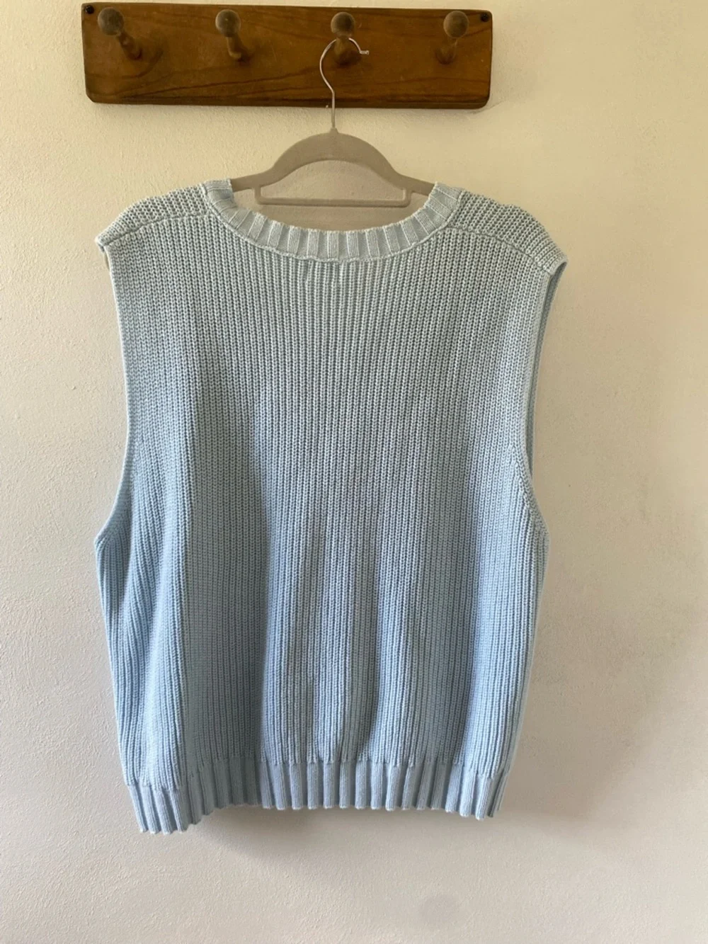 Cotton On Sky Blue V-Neck Knit Sweater Vest, 100 Cotton, L - Picture 2 of 4
